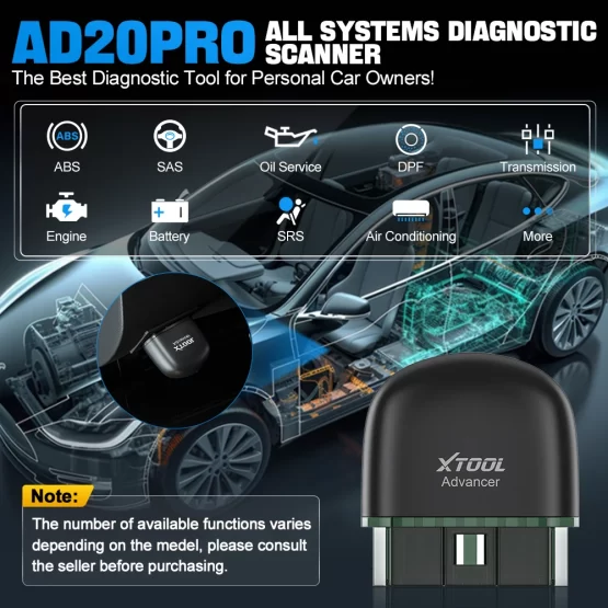 XTOOL Advancer AD20Pro OBD2 Bluetooth Scanner Full System Car Diagnostic Tool obd2 Scanner Oil Reset & Battery Test Code Reader - Image 3