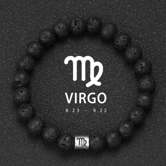 Natural Volcanic Stone Bracelet 12 Zodiac Bracelet Virgo Capricorn Taurus Aquarius Sagittarius Cancer Aries Pisces Gemini Libra - Image 19