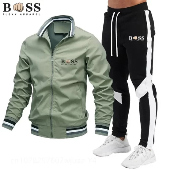 New Mens Tracksuits 2024 Men Sets Sweatshirt+sweatpants Tracksuit Zipper Stand Collar Sports Suit Jogging Fitness Men Clothing - Image 4