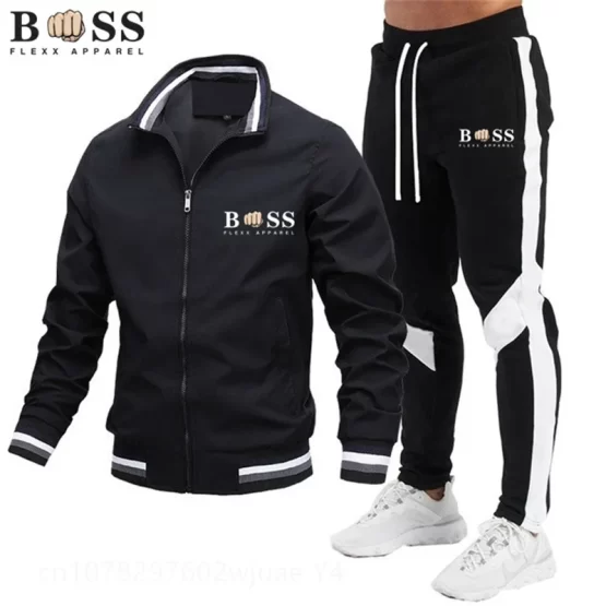 New Mens Tracksuits 2024 Men Sets Sweatshirt+sweatpants Tracksuit Zipper Stand Collar Sports Suit Jogging Fitness Men Clothing - Image 2