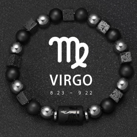 Natural Volcanic Stone Bracelet 12 Zodiac Bracelet Virgo Capricorn Taurus Aquarius Sagittarius Cancer Aries Pisces Gemini Libra - Image 24